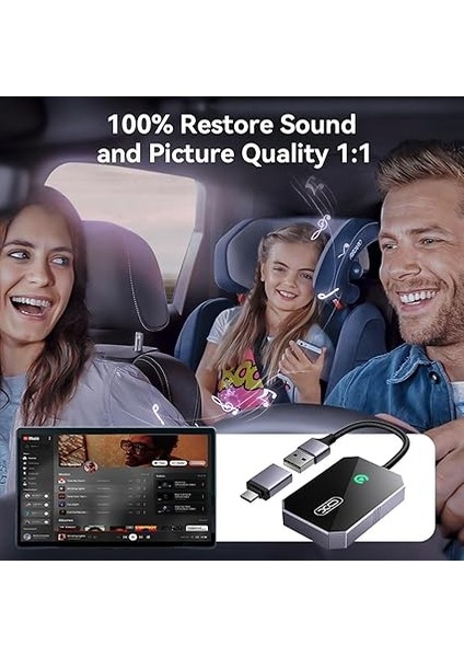 Simple Is Beauty CZ016 Kablosuz Carplay Adaptörü, iPhone 6 ve Ile Üzeri Uyumlu, USB Bağlantılı, Wi-Fi + Bluetooth, Sesle Kontrol, 2.4 Ghz, USB ve Type-C Giriş, Siyah indirimleri