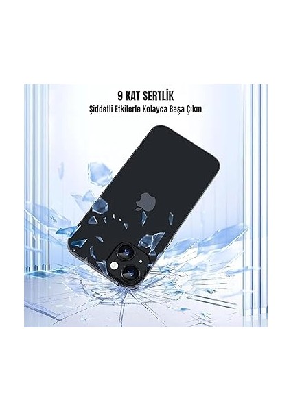 iPhone 13 Için Kamera Koruyucu Iphone Alüminyum Alaşım Çerçeveli Tempered Glass iPhone Kamera Lens Koruyucu (Siyah) indirimleri