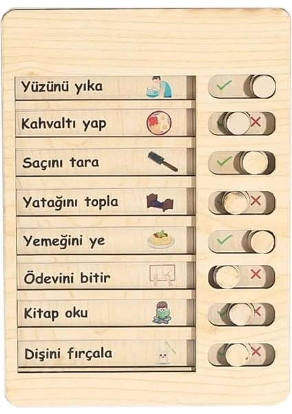 Ahşap Günlük Rutin ve Sorumluluk Panosu Çocuklar Için Eğitici Görev Takip Tablosu