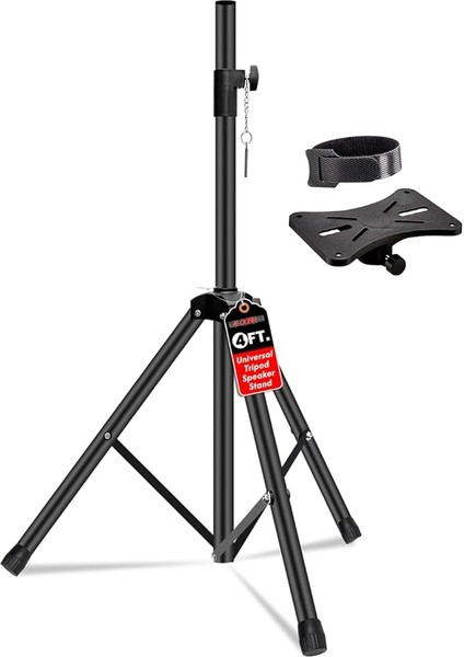 Core Hoparlör Standı Tripod Zemin Ayarlanabilir Kadar 48 Inç Dj Stüdyo Monitör Standları Kutup Montajı-Ss Hd 1pk 4ft