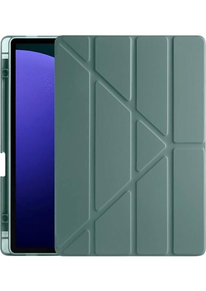 Tab S10 Plus Uyumlu 12,4 Inç Kılıf Fuchsia Akıllı Kalem Bölmeli Standlı Tri Folding Smart Kılıf Koyu Yeşil fiyatları