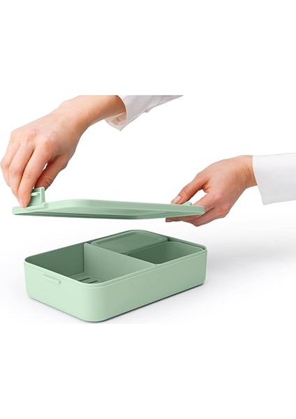 - Make &amp; Take Bento Beslenme Kutusu - Büyük - Çıkarılabilir Bölmeler - Klik Kilitli Kapak - Dondurucuya Uygun - Bulaşık Makinesi ve Mikrodalga Fırına Dayanıklı - Yeşim Yeşili - 25,5 x 16,7 x fiyatları