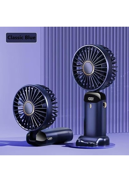 Taşınabilir El Vantilatörü, USB Şarj Edilebilir Kişisel Fan, 4800MAH, 90° Katlanabilir Mini Masa Fanı, LED Dijital Ekranlı 5 Hız Çok Fonksiyonlu Fan Dış Mekan Iç Mekan Için (Mavi) fiyatları