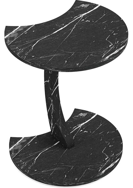 Jet Tekerlekli C Sehpa Koltuk Sehpası Yan Sehpa Zigon Sehpa Servis Sehpası - Siyah Mermer Desen fiyatları