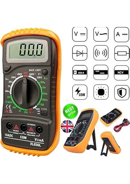 LCD Dijital Multimetre Voltmetre Ac Dc Voltage Otomatik Ranging Multi Metre Test Cihazı Circuit Checker Buzzer (Sarı) indirimleri
