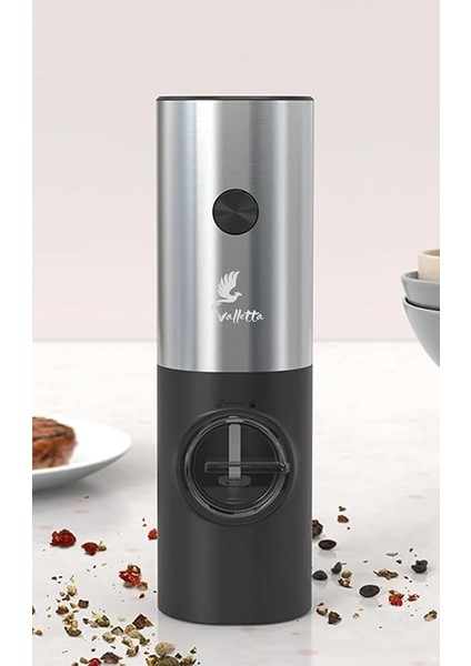Olinda Pilli Tuz Karabiber Değirmeni Otomatik Baharat Öğütücü Tekli Siyah