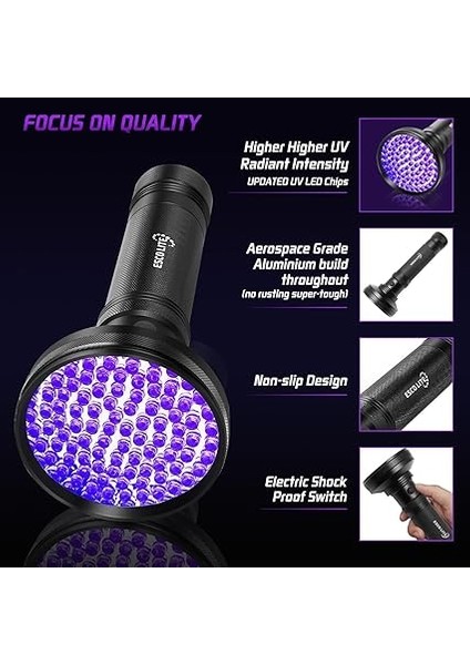 100 LED 395NM Mor Işık Uv El Feneri - Ultraviyole Siyah Fener - Ev Otel Evcil Hayvan Para fiyatları