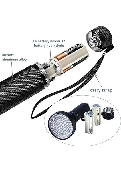 100 LED 395NM Mor Işık Uv El Feneri - Ultraviyole Siyah Fener - Ev Otel Evcil Hayvan Para indirimleri