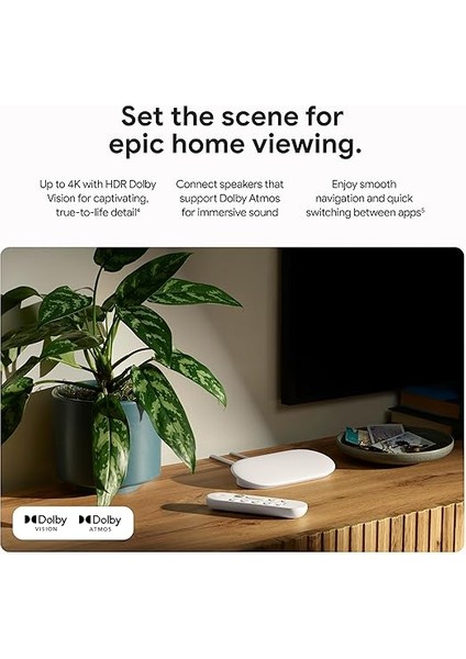 Tv Streamer 4K - Sesli Arama Uzaktan Kumandasıyla Tv'nizde Hızlı Akış Eğlencesi - 4K Hdr'de Film, Şov, Canlı Tv ve Netflix Izleyin - Akıllı Ev Kontrolü - 32 GB Depolama - Porselen modelleri