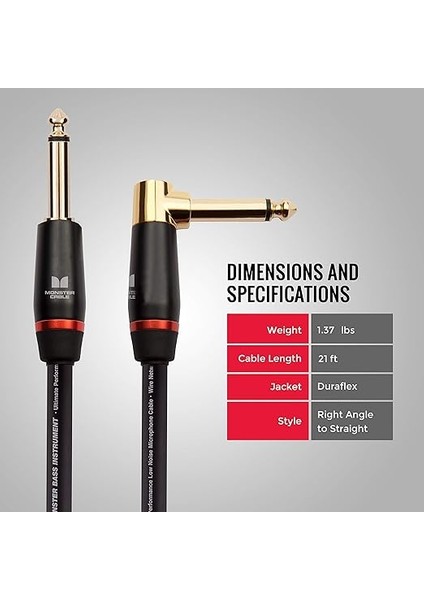 Prolink Monster Bass® Instrument Cable - Right Angle To Straight | 6.4mt indirimleri