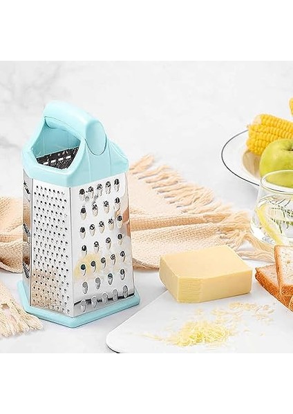 6 Yüzeyli Mutfak Rendesi, Tutacaklı, Altıgen (Mavi) fiyatları