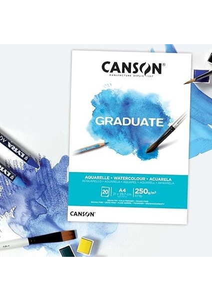 Mezun Suluboya 250 Gsm A5 Kağıt, Soğuk Preslenmiş, Tampon Yapıştırılmış Kısa Taraf, 20 Doğal Beyaz Çarşaf, Öğrenci Sanatçılar Için Ideal fiyatları