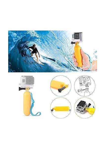 Kamera Aksesuarları Kiti ile Uyumlu Gopro Hero 13 12 11 10 9 8/akaso EK7000/CESUR 4/cesur 7 LE/V50X/EJDERHA Dokunmatik/apexcam/oddv Kamera Özçekim Sopa Yüzer Kolu Kavrama Vantuz Dağı fırsatları