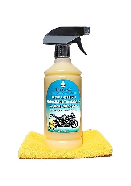 Motosiklet Temizleyici Parlatıcı Hızlı Cila | Boyalı Alan &amp; Plastik Aksam | Parfümlü | 500 ml Sprey + Mikrofiber Bez modelleri
