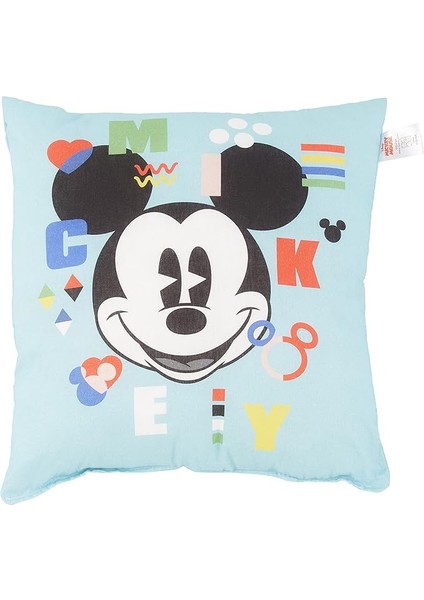Disney Mickey Funny Lisanslı Karakter BASKILI%100 Pamuk Kırlent, Çok Renkli, 40X40 cm