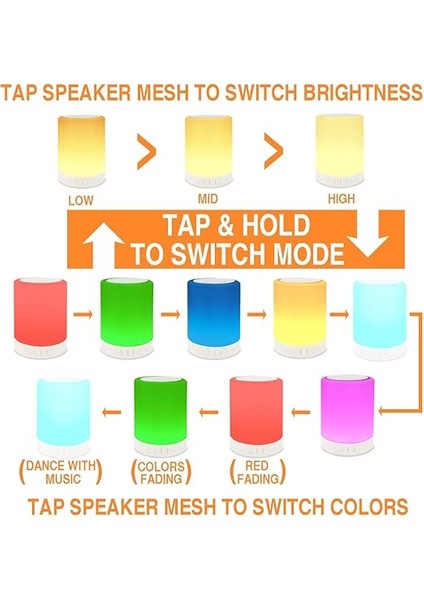 Taşınabilir Bluetooth Hoparlör, Gece Yönlendirme Işığı, Gece Lambaları, Dokunmatik Gece Lambaları, Renkli Dış Mekan LED Lambası, Mp3 Müzik Çalar modelleri