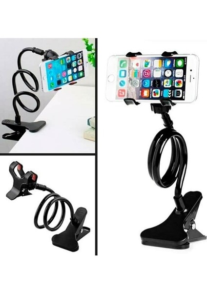 Akrobat Telefon Tutucu Oynar Başlıklı Klipsli Araç Içi Masa Kenarı Telefon Tutacağı (Siyah) fiyatları