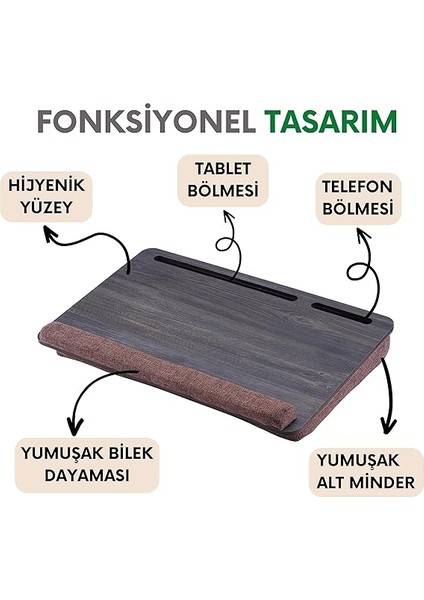 Wood - LS021 Minderli 15,6" ve 17,3" Laptop Sehpası modelleri