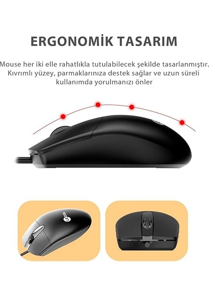 CM103 USB Kablolu Win/mac Uyumlu Sıvı Dökülmesine Dayanıklı Sağ ve Sol Elle Kullanıma Uygun Qwerty Türkçe Dizilim Tam Boyutlu 1000DPI Optik Kompakt Fare Türkçe Q Klavye &amp; Mouse Set Siyah fırsatları