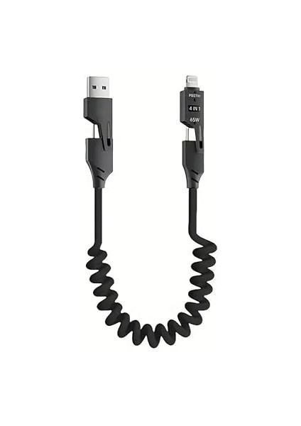 65W 4 In 1 Usb+C Type C To Lightning ile Uyumlu Şarj Kablosu, Metal Başlık Sağlam Kopmaz Kablo Akordiyon Pd Hızlı Şarj Ios USB iphone Samsung