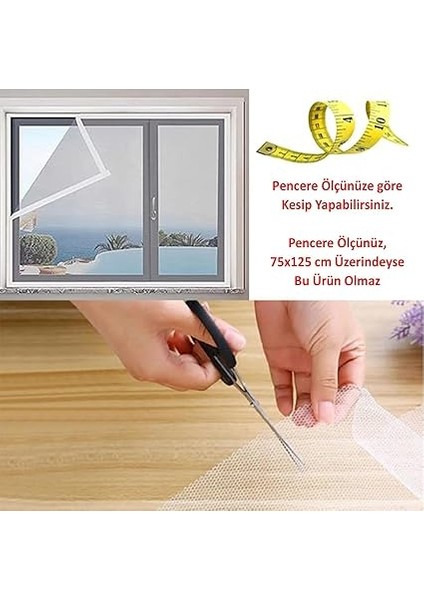 Hazır Sineklik Beyaz Çift Kat Sök Tak Pratik Yıkanabilir Pencere Kapı Sinekliği 75X125 cm fırsatları