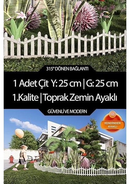 Plastik Bahçe Çiti ve Peyzaj Çiti 1 Adet Çit (Y: 25 Cm/g: 25 Cm) Toprak Ayaklı fiyatları