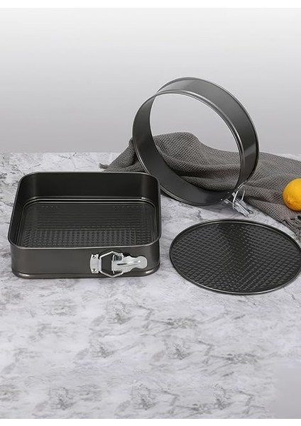 Çelik 3 Parça 22-24-26CM Kalp Yuvarlak Kare Kelepçeli Kek Kalıbı CIN798SY indirimleri