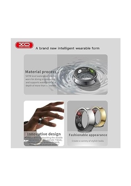 Simple Is Beauty RS01 Akıllı Yüzük, Titanyum Alaşım, Nabız ve Uyku Takibi, Hareket Sensörlü, 19.9 mm Iç Çap, El Hareketleriyle Telefon Kontrolü, Oksijen Takibi, Manyetik Şarj, Siyah modelleri
