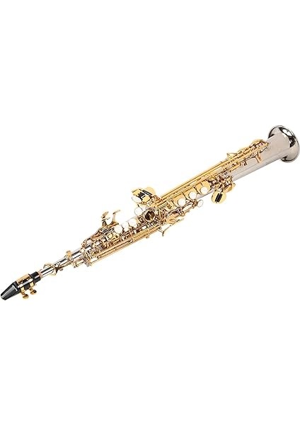 Pirinç Soprano Düz Saksafon Gümüş Kaplama Tüp Altın Anahtar Sax Profesyonel ve Ev Kullanımı Için Taşıma Çantası ile modelleri