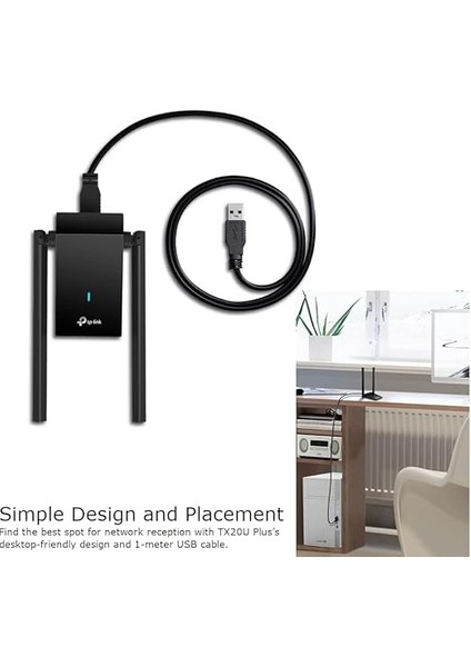 Archer TX20U Plus, AX1800 Mbps Çift Antenli Yüksek Kazanımlı Kablosuz USB Adaptör, 1 Metre USB 3.0 Kablosu, Beamforming, Mu-Mımo, Düşük Gecikmeli Oyun Deneyimi, Wpa3, Kolay Kurulum modelleri