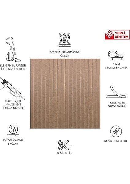 Akustik ve Dekoratif Lambiri Desenli Keçe Panel 45X90 cm / 2 Adet / 0,81 M² Bej fiyatları