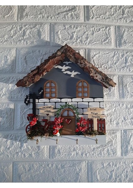 Çeyizlik Duvar Dekoru 27X27 cm Anahtarlık Askısı Gri indirimleri