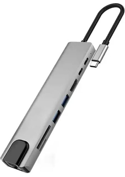 8 In 1 Type C To 2 Port USB 3.0 2 Sd Kart Tf Kart HDMI RJ45 2pd Kablolu Adaptör iphone 15 Serisi Uyumlu Type C Girişli Android Cihazlara Uyumlu ZR38 fiyatları