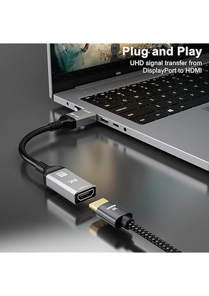 Displayport 1.4 - HDMI 2.1 Ultra Hd 8k Fiş - Soket Kablo 0,25M Dönüştürücü 8k @ 60Hz 4K @ 120Hz Displayport Pc ve HDMI Ekranlar Tv ile Uyumlu fiyatları