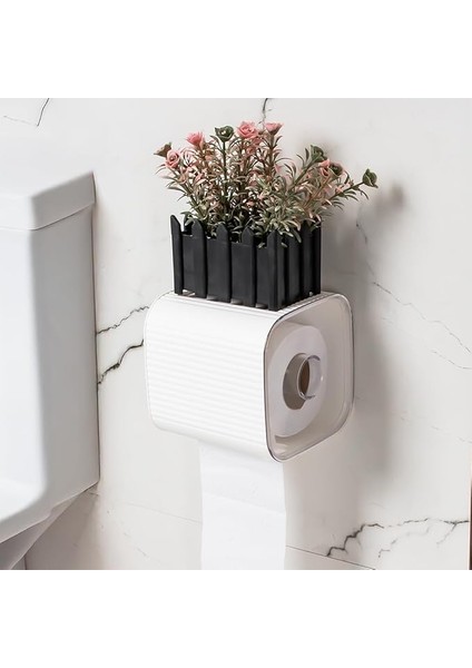 Yapışkanlı Banyo Tuvalet Kağıtlığı Wc Peçetelik Kağıtlık Tutucu Tuvalet Kağıt Organizeri (Beyaz)