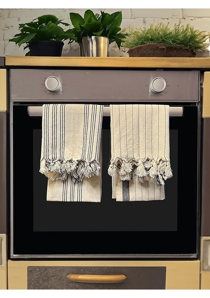 2'li Mutfak Kurulama BEZI%100 Pamuk Kara Tezgah Peşkir 50X90 cm