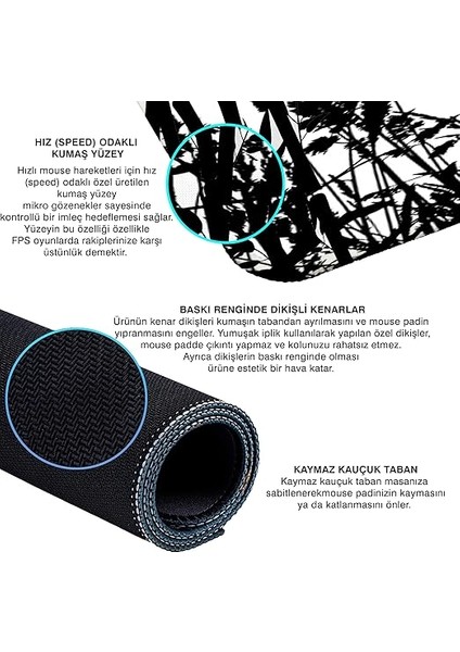 Gaming Mouse Pad 70X30 Samurai Mouse Pad Xl Büyük Dikişli Oyuncu Mouse Pad Speed Mousepad (Samurai, 70X30 Cm) fırsatları