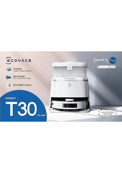 Deebot T30 Pro Paspaslama Fonksiyonlu Omni Vakum Robotu, Trueedge Moppin, Sıfır Karışıklık Fırçası, Sıcak Su ile 11.000 Pa Emme ve Akıllı Yeniden Yıkama, Renk Gümüş DDX14 modelleri