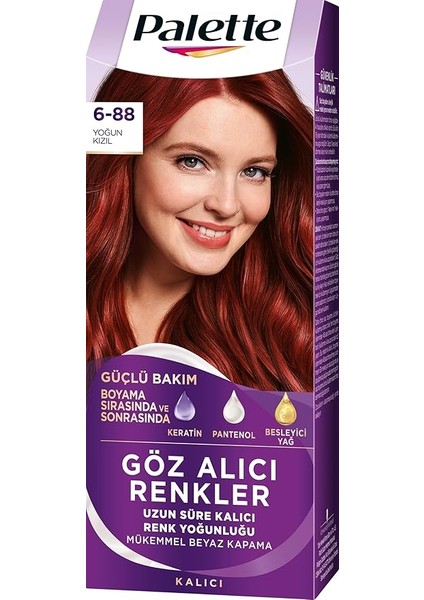 Yoğun Göz Alıcı Renk Saç Boyas 6-88 Yoğun Kızıl