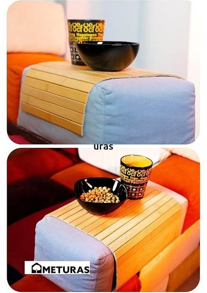 Katlanabilir Bambu Dikdörtgen Çok Amaçlı Koltuk Kolçak Üstü Bardaklık ve Tepsi Supla - Doğal Ahşap Bambu 46X32 cm Kolçak Tepsisi - Rahat Kullanım Için Kaymaz Yüzey Tasarım modelleri