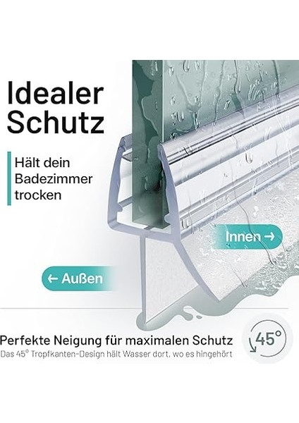 Duş Contası - Yeni Premium Conta Duş Cam Kapı - Uzun Ömürlü Duş Kapısı Contası Altta, Duş Kapıları Için Kauçuk Dudaklar, Polivinil Klorürden (1x Cam Kalınlığı 8 mm Için - Evrensel Uzunluk 100 fiyatları