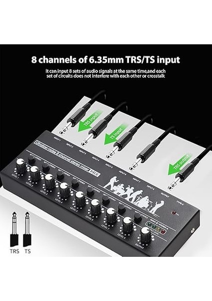 Kanal Ses Mikseri Mono/stereo Anahtarlama Ses Mikseri Seviye Göstergesi Işığı ile 6.35MM Trs/ts Giriş Metal Demir Kabuğu Tip-C Ses Işlemci Karıştırıcı Gitar Bas Için Bağımsız fırsatları