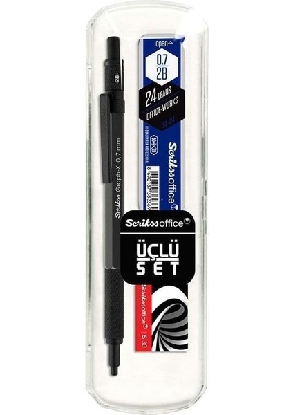 Office Graphx 3'lü Set Versatil Kalem 0.7 mm Antrasitsilgimin 0.7 mm