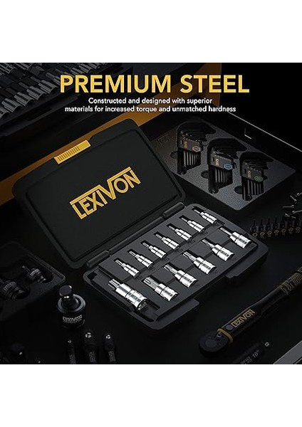 Torx Bit Lokma Anahtar Seti, Boyutlar: T8, T10, T15, T20, T25, T27, T30, T40, T45, T47, T55, T60 Torx Vidaları Için Bit Seti, Sürücü Boyutu: 1/4", 3/8", 1/2" (LX-143) fiyatları