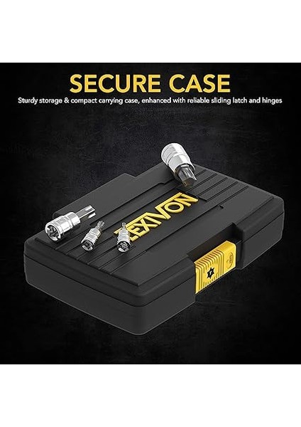 Torx Bit Lokma Anahtar Seti, Boyutlar: T8, T10, T15, T20, T25, T27, T30, T40, T45, T47, T55, T60 Torx Vidaları Için Bit Seti, Sürücü Boyutu: 1/4", 3/8", 1/2" (LX-143) modelleri