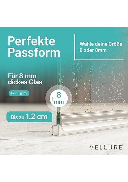 Duş Contası - Yeni Premium Conta Duş Cam Kapı - Uzun Ömürlü Duş Kapısı Contası Altta, Duş Kapıları Için Kauçuk Dudaklar, Polivinil Klorürden (1x Cam Kalınlığı 8 mm Için - Evrensel Uzunluk 100 modelleri