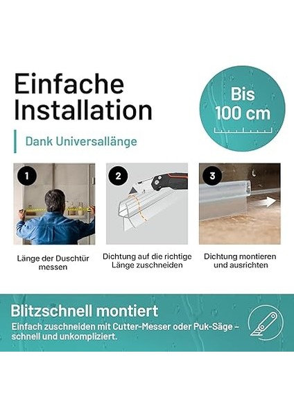 Duş Contası - Yeni Premium Conta Duş Cam Kapı - Uzun Ömürlü Duş Kapısı Contası Altta, Duş Kapıları Için Kauçuk Dudaklar, Polivinil Klorürden (1x Cam Kalınlığı 8 mm Için - Evrensel Uzunluk 100 fırsatları