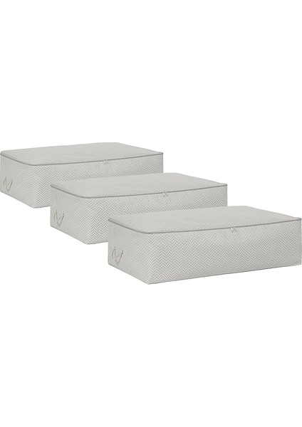 Home Textile 3'lü Mega Boy Gri Balıksırtı Baza Altı Hurç Set 74 x 46 x 22 cm