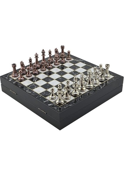 Büyük Boy Metal Klasik Satranç Tk. Antik ve Mermer Desenli Sandıklı Mdf TAHTASI(36X36 Cm.) fiyatları