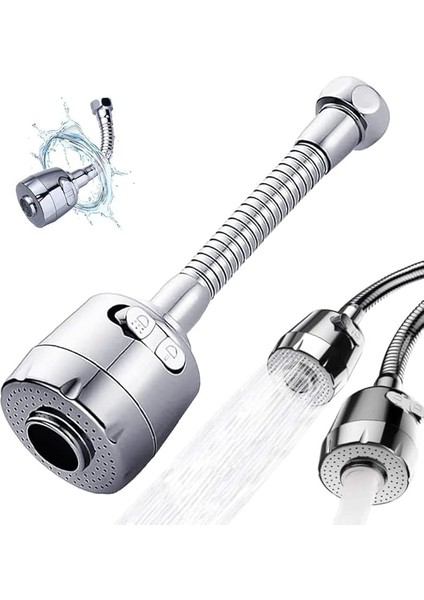 360° Döner Esnek Mutfak Musluk Başlığı - Su Tasarruflu 2 Fonksiyonlu Sprey Başlık